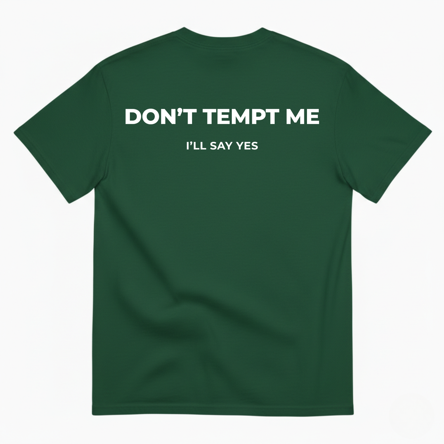 DON’T TEMPT ME I’LL SAY YES T-SHIRT (BACK PRINT)