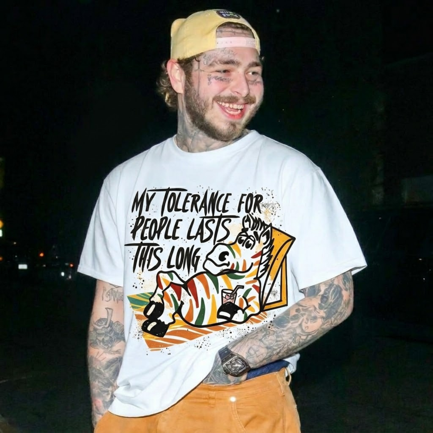 My Tolerance For People Lasts This Long T- Shirt (Front Print)