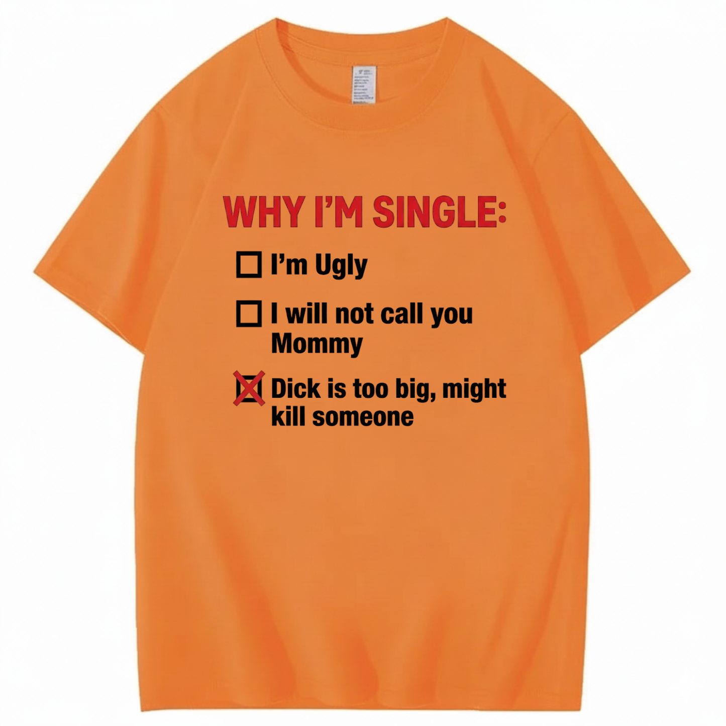 WHY I'M SINGLE T - SHIRT (FRONT PRINT)