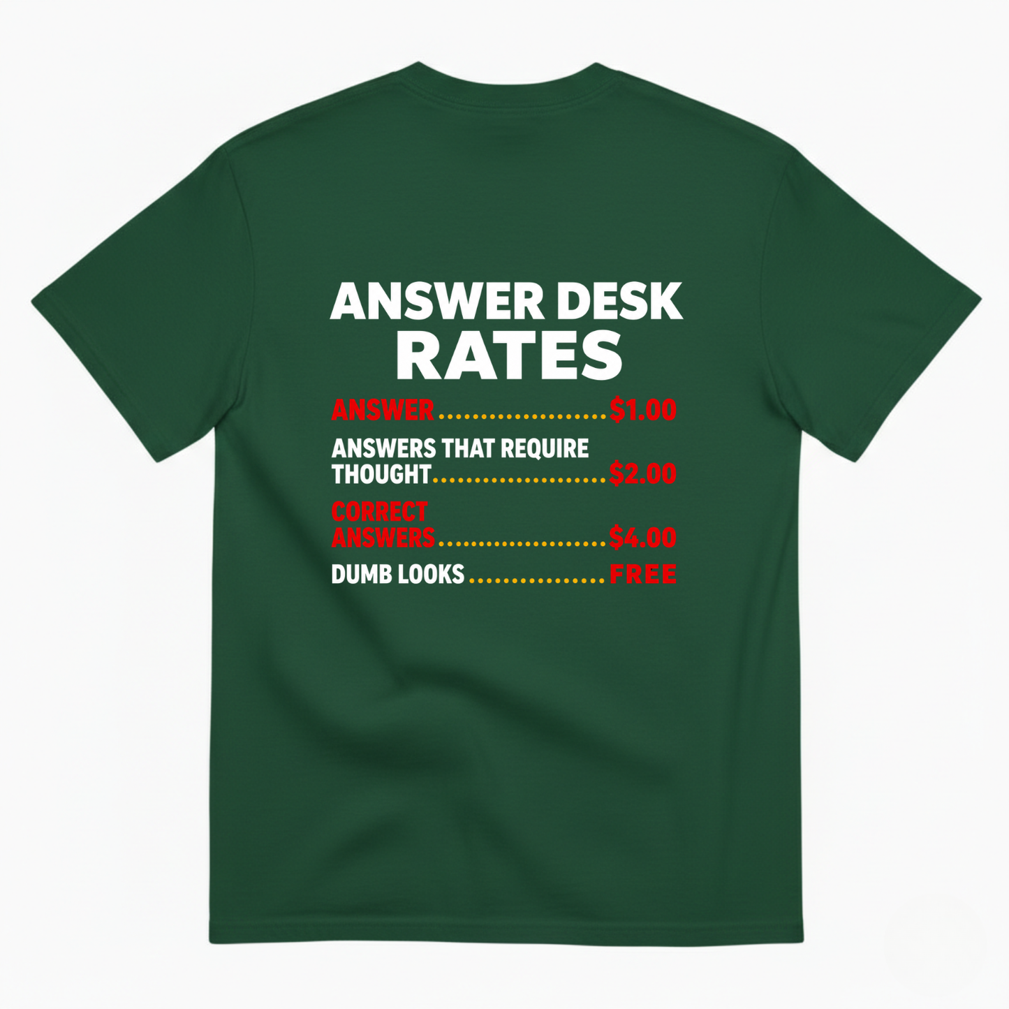 ANSWER DESK RATES T-SHIRT (BACK PRINT)