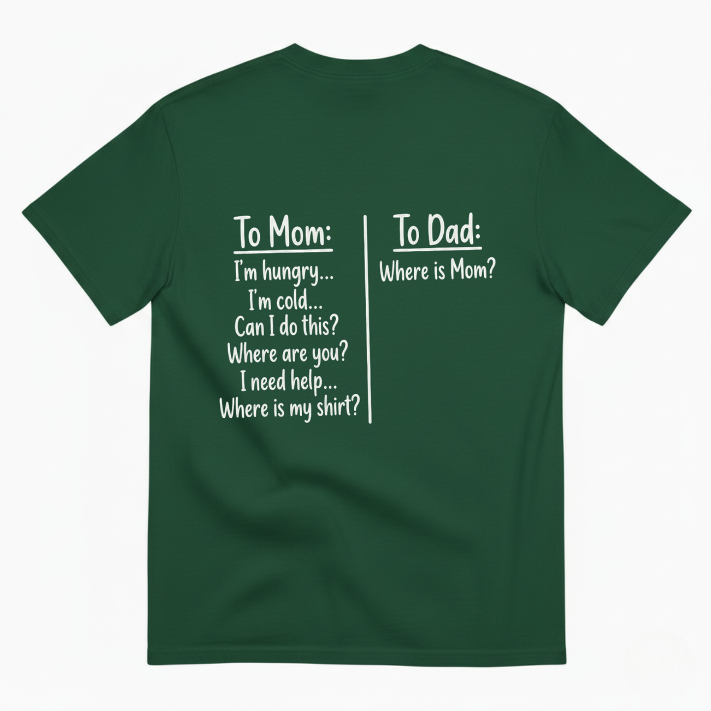 TO MOM / TO DAD T-SHIRT (BACK PRINT)