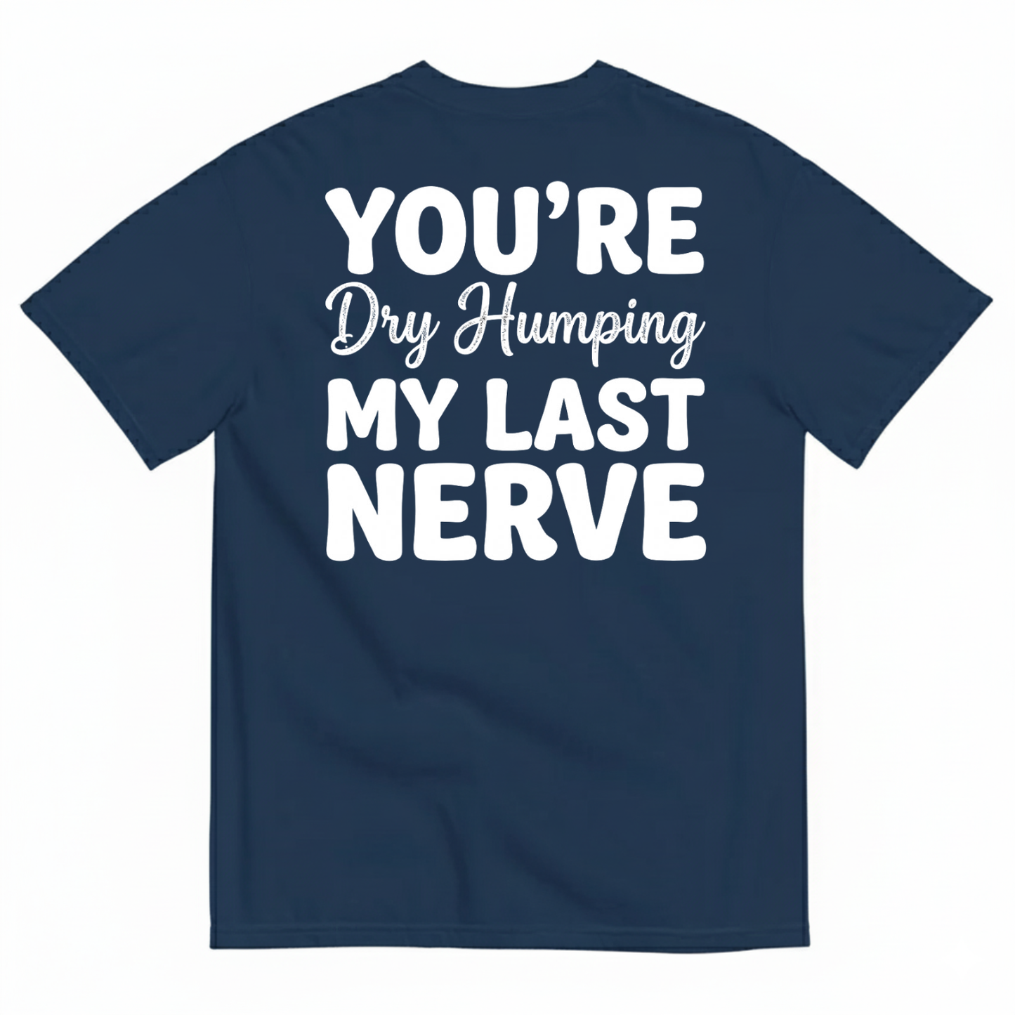 YOU’RE DRY HUMPING MY LAST NERVE T-SHIRT (BACK PRINT)