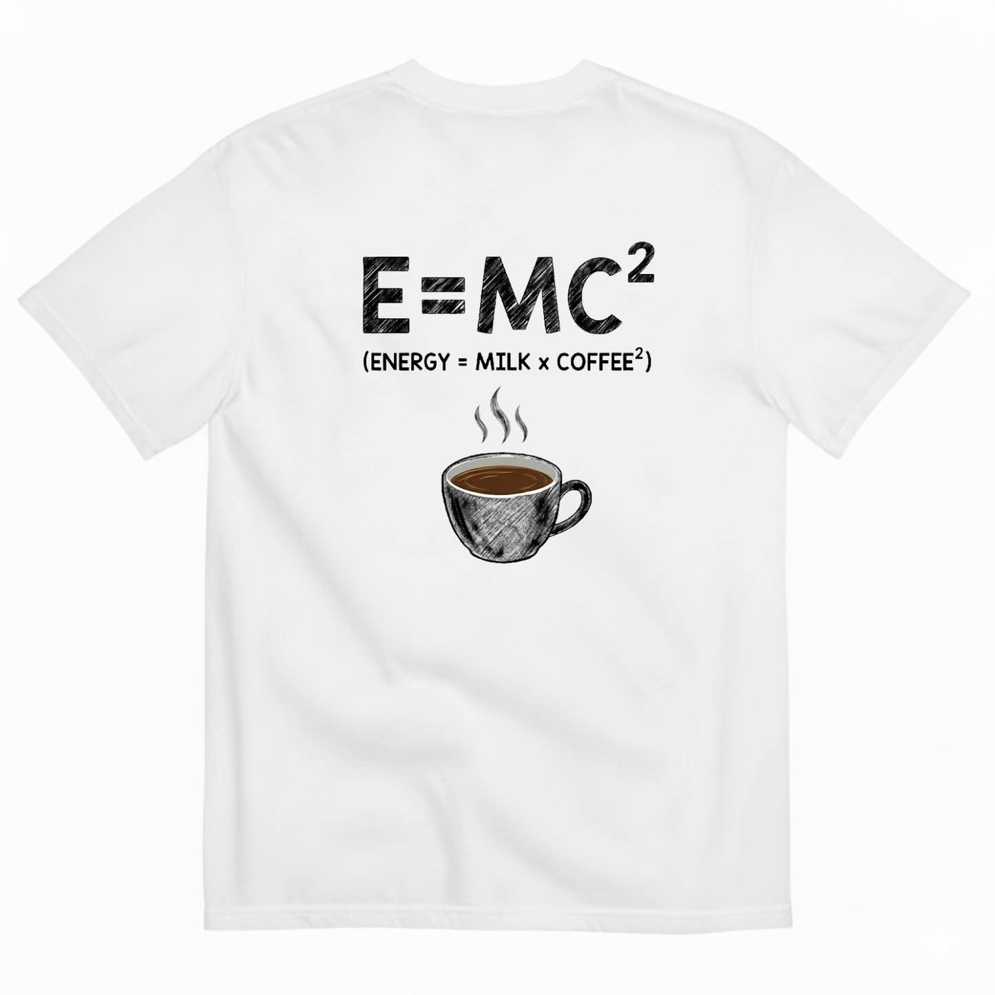 E=MC2 ENERGY MILK COFFEE T - SHIRT (BACK PRINT)