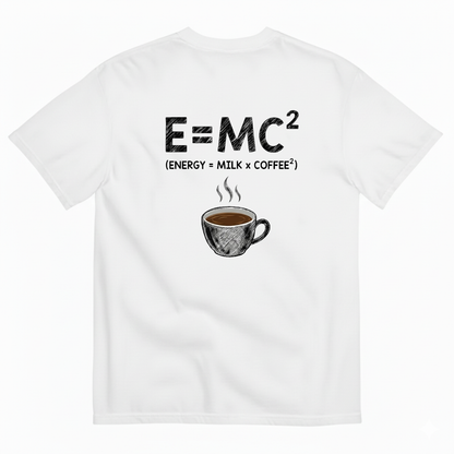 E=MC2 ENERGY MILK COFFEE T - SHIRT (BACK PRINT)
