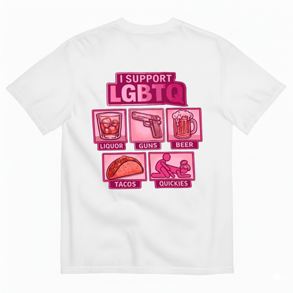 I SUPPORT LGBTQ T- SHIRT (BACK PRINT)