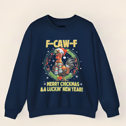Funny F-CAW-F Rooster Christmas Swearshirt
