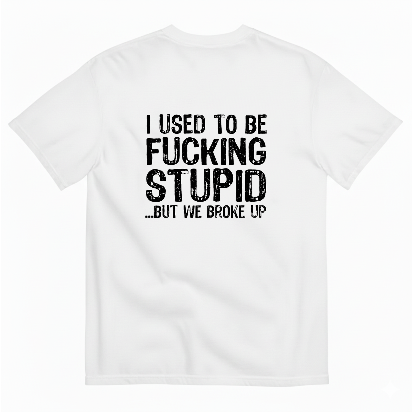 I USED TO BE FUCKING STUPID... BUT WE BROKE UP T - SHIRT (BACK PRINT)
