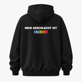 MEIN GESCHLECHT IST IN/IHR HOODIE (BACK PRINT)