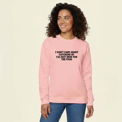 Unisex Crewneck Sweatshirt “I’m Just Here For The Food” – Black, Long Sleeve, Relaxed Fit