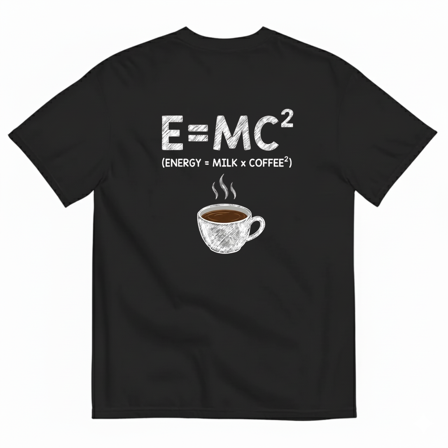 E=MC2 ENERGY MILK COFFEE T - SHIRT (BACK PRINT)
