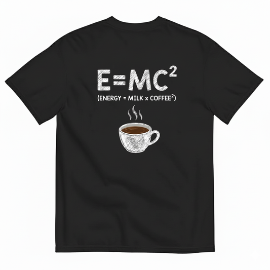E=MC2 ENERGY MILK COFFEE T - SHIRT (BACK PRINT)