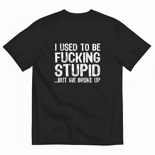 I USED TO BE FUCKING STUPID... BUT WE BROKE UP T - SHIRT (BACK PRINT)