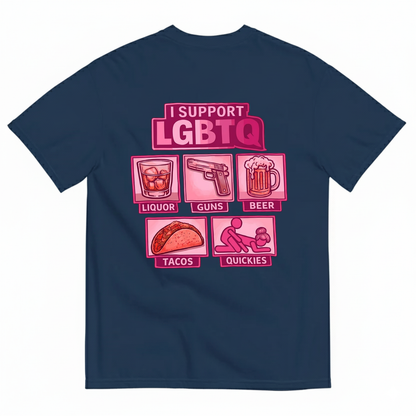 I SUPPORT LGBTQ T- SHIRT (BACK PRINT)