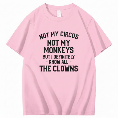 Not My Circus Not My Monkeys But I Definitely Know Nanny T-Shirt (Front Print)
