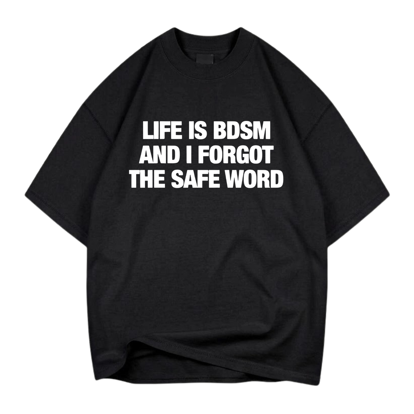 LIFE IS BDSM AND I FORGOT THE SAFE WORD T- SHIRT (FRONT PRINT)