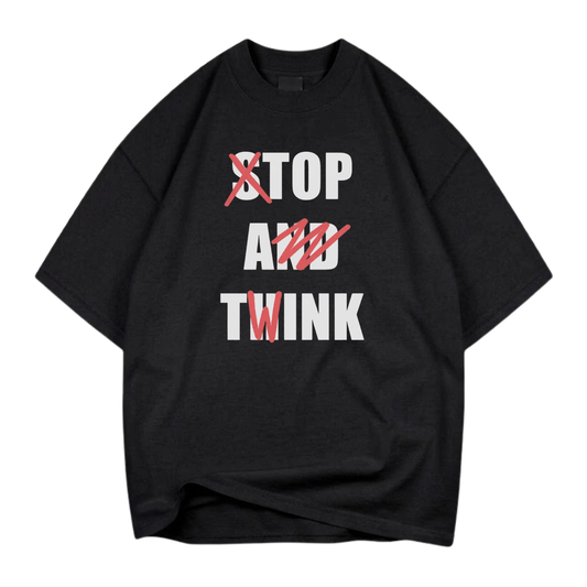 STOP AND THINK T- SHIRT (FRONT PRINT)