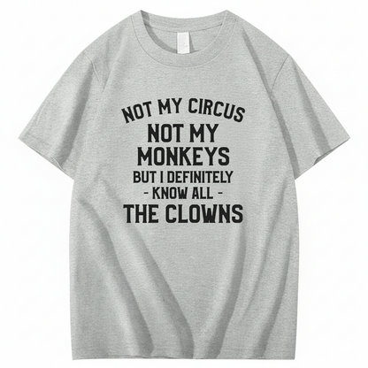 Not My Circus Not My Monkeys But I Definitely Know Nanny T-Shirt (Front Print)