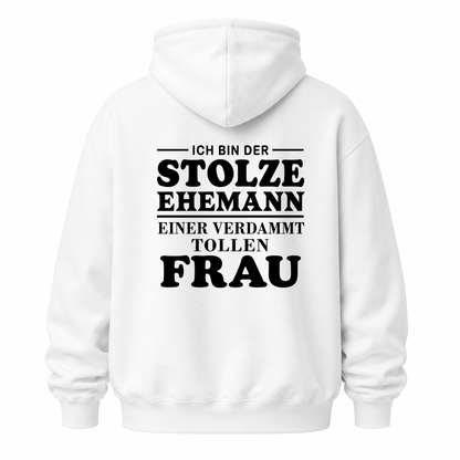 ICH BIN DER STOLZE EHEMANN EINER VERDAMMT TOLLEN FRAU HOODIE (RÜCKENPRINT)