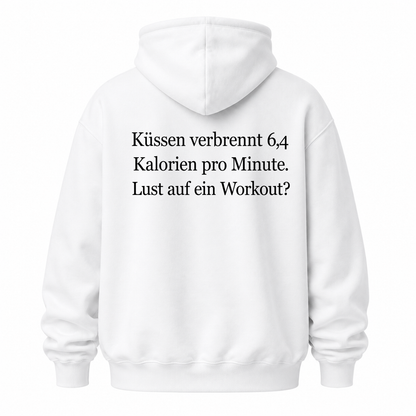 KÜSSEN VERBRENNT 6,4 KALORIEN PRO MINUTE LUST AUF EIN WORKOUT HOODIE (RÜCKENPRINT)
