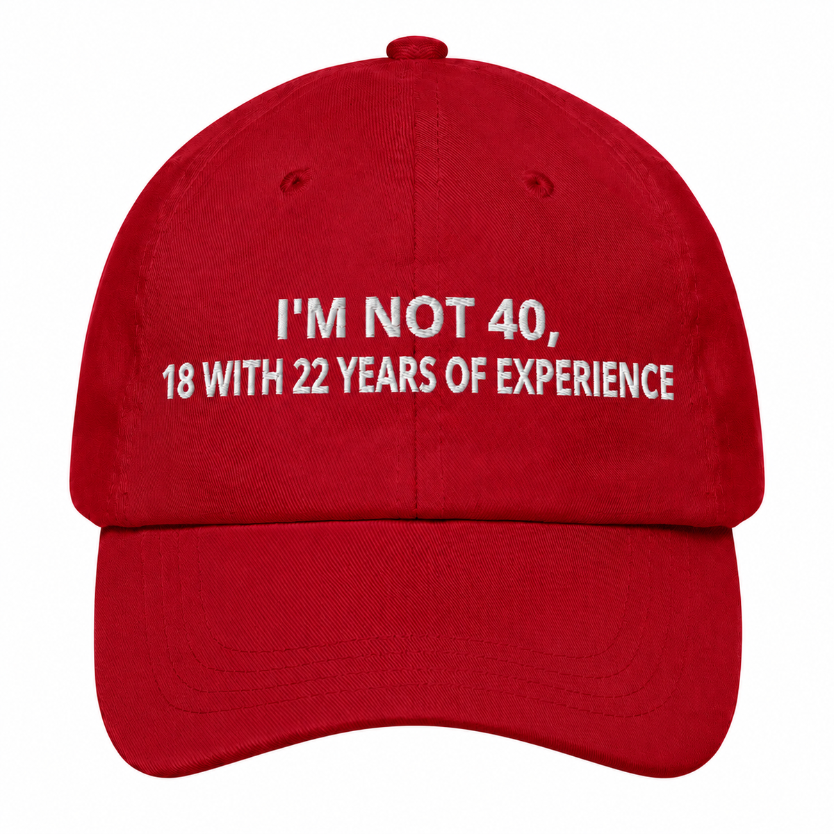 I'M NOT 40, 18 WITH 22 YEARS OF EXPERIENCE– EMBROIDERED HAT