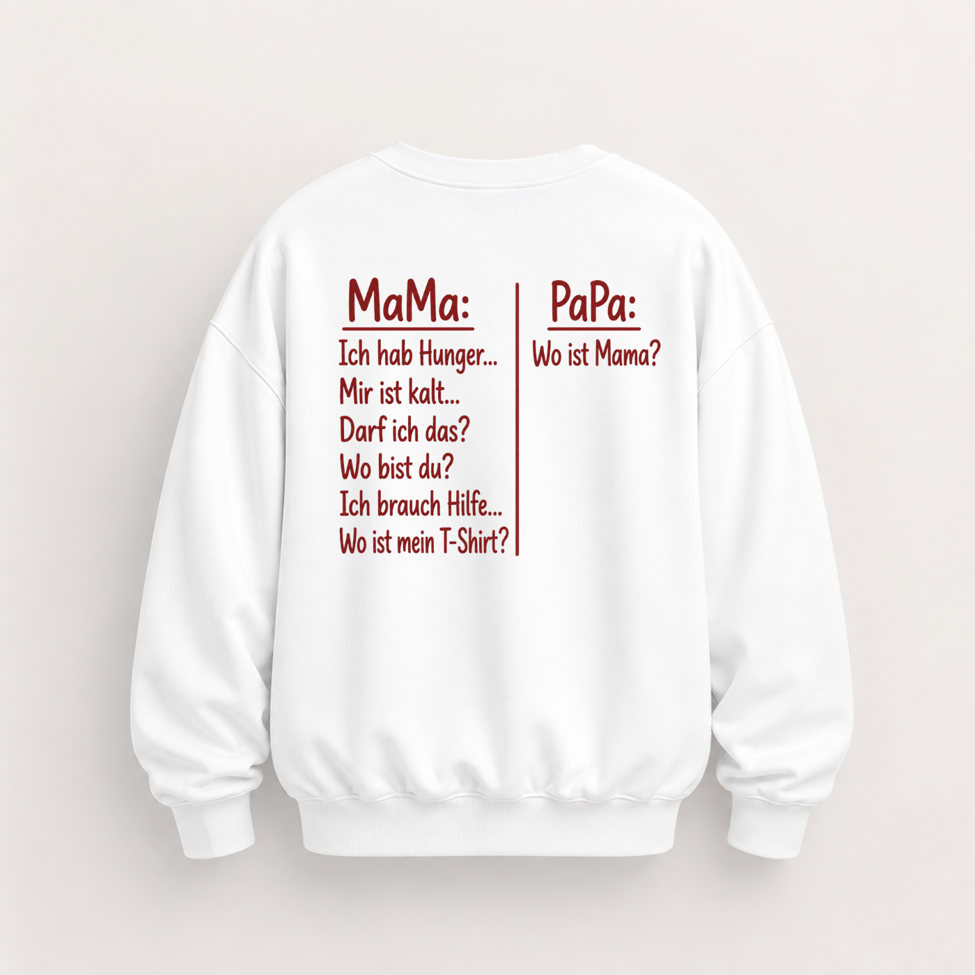 MAMA PAPA SWEATSHIRT (BACK PRINT)