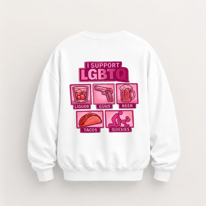 I SUPPORT LGBTQ SWEATSHIRT (BACK PRINT)