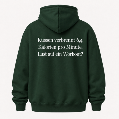 KÜSSEN VERBRENNT 6,4 KALORIEN PRO MINUTE LUST AUF EIN WORKOUT HOODIE (RÜCKENPRINT)