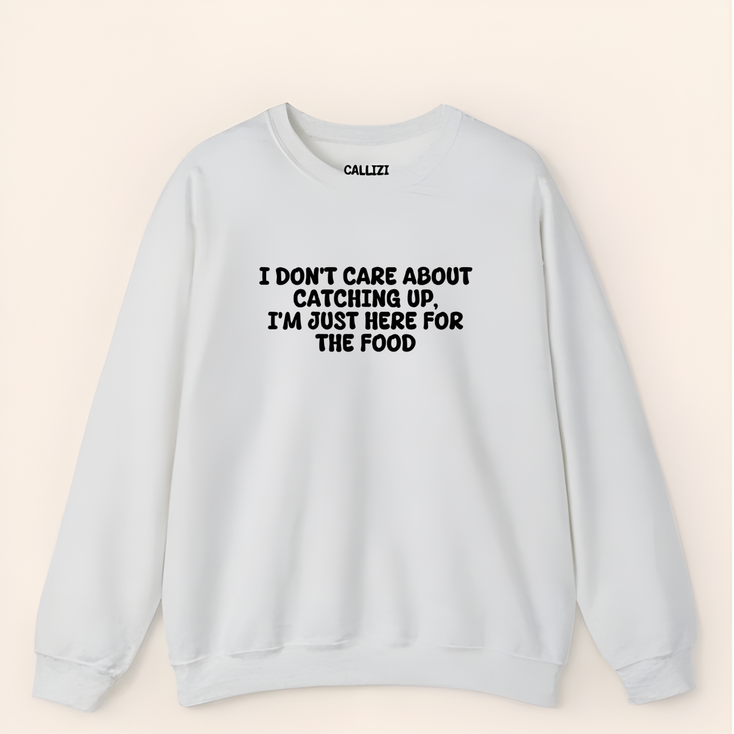 Unisex Crewneck Sweatshirt “I’m Just Here For The Food” – Black, Long Sleeve, Relaxed Fit