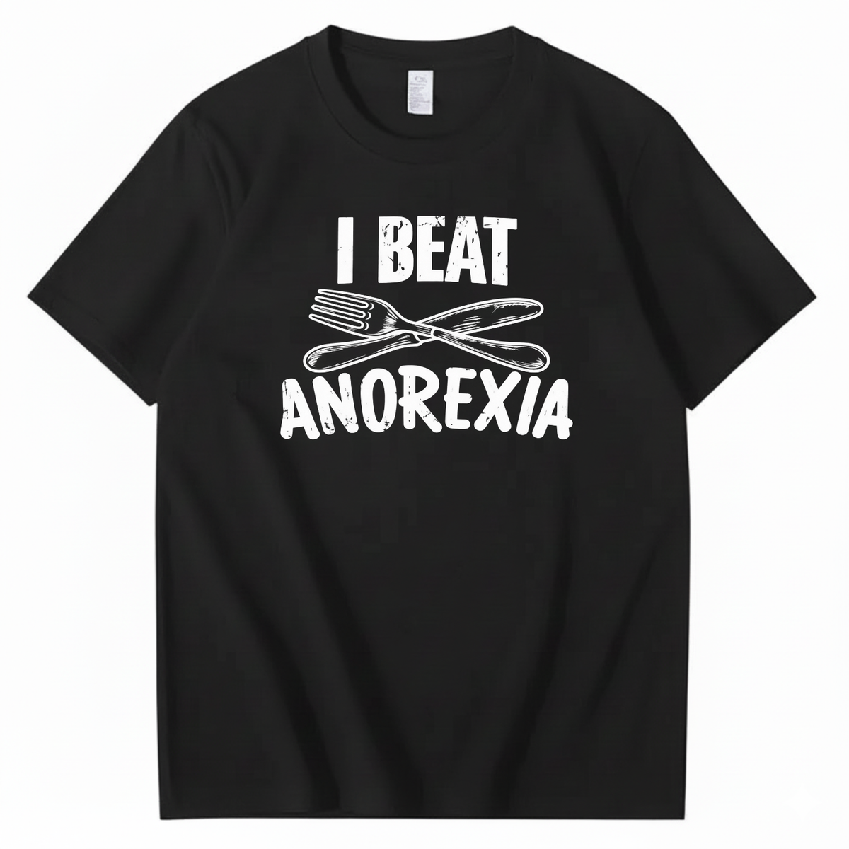 I BEAT ANOREXIA T-SHIRT (FRONT PRINT)