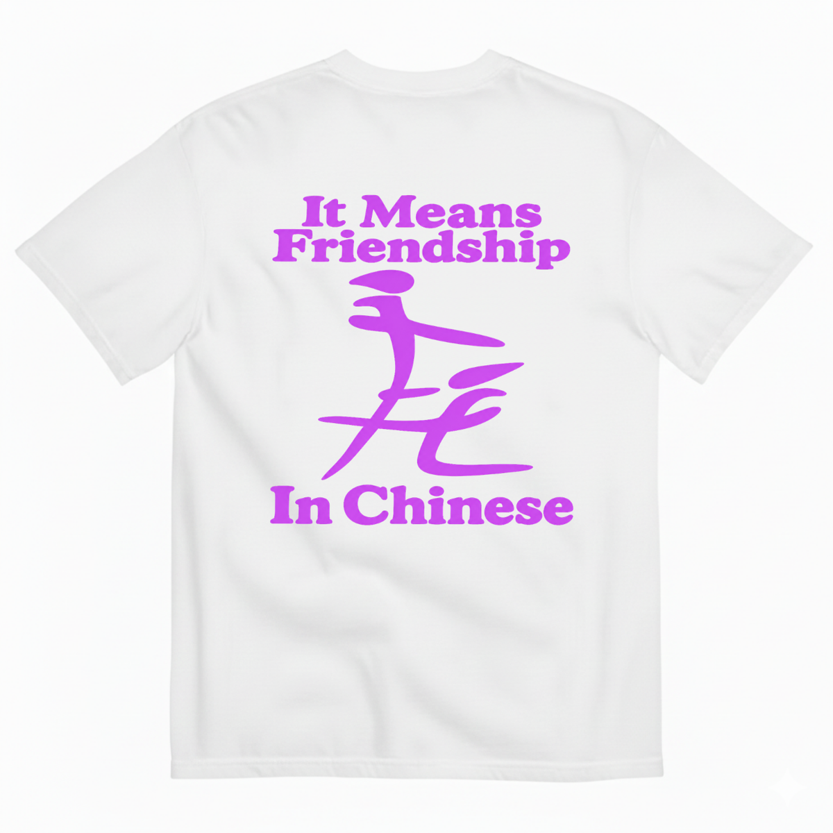 IT MEANS FRIENDSHIP IN CHINESE T-SHIRT (BACK PRINT)