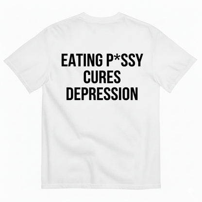 EATING P*SSY CURES DEPRESSION T-SHIRT (BACK PRINT)