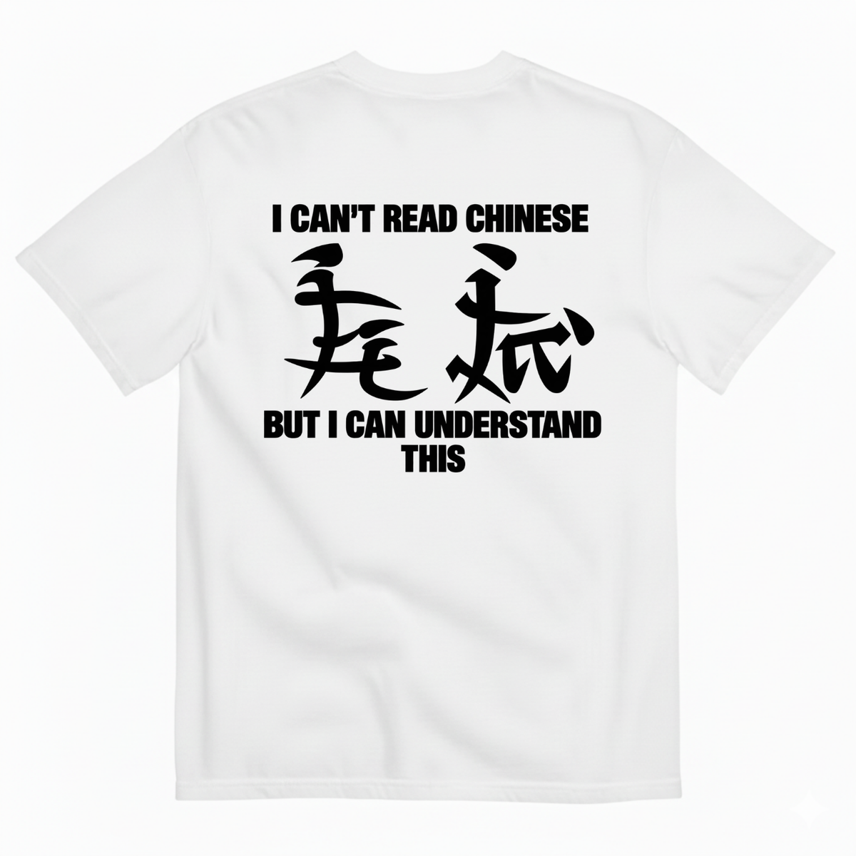 I CAN’T READ CHINESE, BUT I CAN UNDERSTAND THIS T-SHIRT (BACK PRINT)
