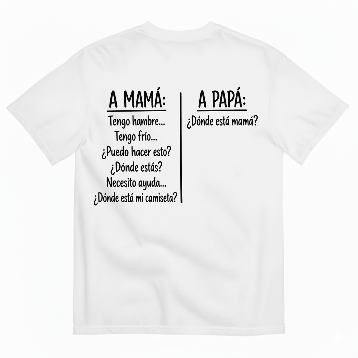 A MAMÁ A PAPÁ T-SHIRT (BACK PRINT)