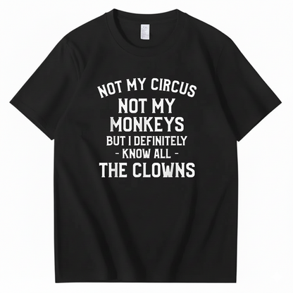 Not My Circus Not My Monkeys But I Definitely Know Nanny T-Shirt (Front Print)