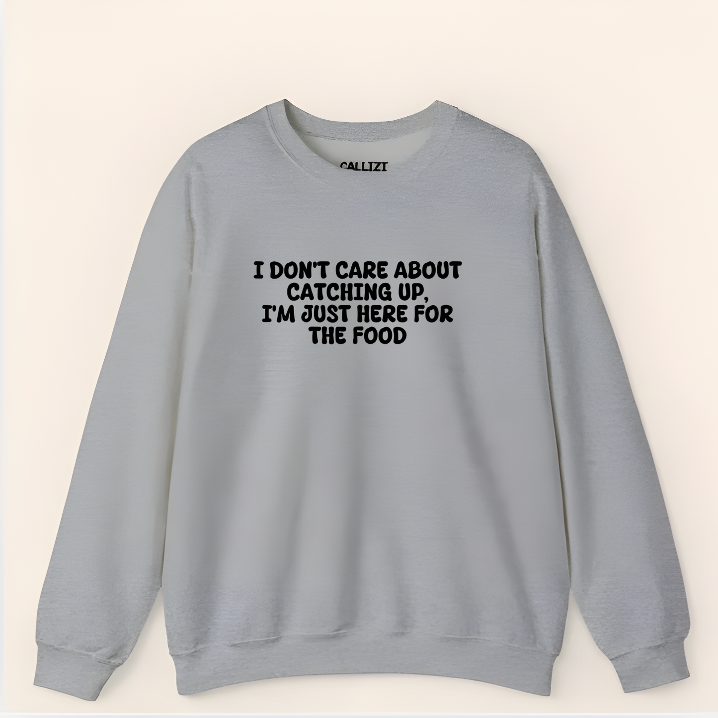 Unisex Crewneck Sweatshirt “I’m Just Here For The Food” – Black, Long Sleeve, Relaxed Fit