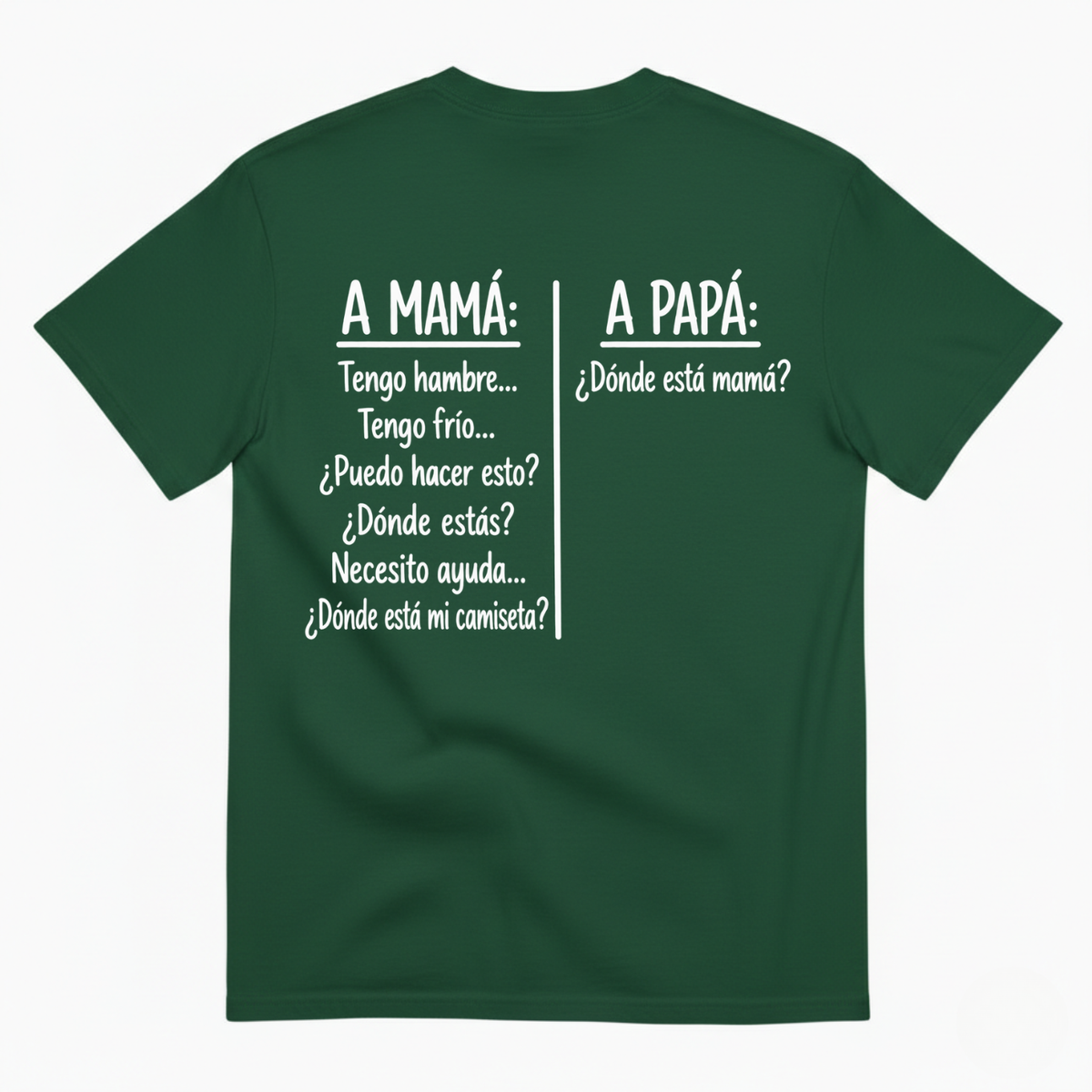 A MAMÁ A PAPÁ T-SHIRT (BACK PRINT)