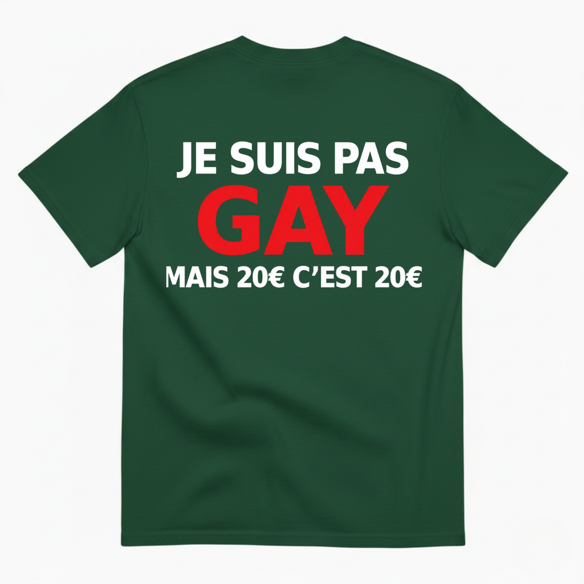 JE SUIS PAS GAY MAIS 20€ C’EST 20€ T-SHIRT (BACK PRINT)