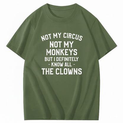 Not My Circus Not My Monkeys But I Definitely Know Nanny T-Shirt (Front Print)