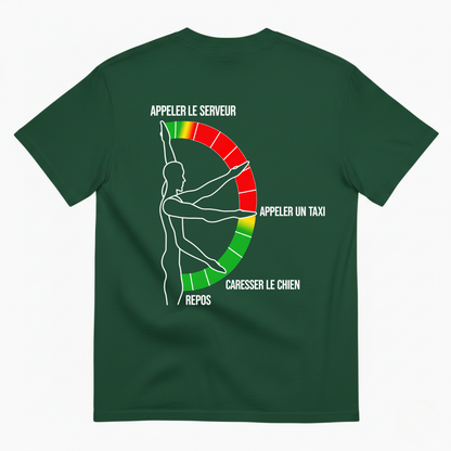 "APPELER LE SERVEUR," "APPELER UN TAXI," "CARESSER LE CHIEN," and "REPOS T-SHIRT (BACK PRINT)
