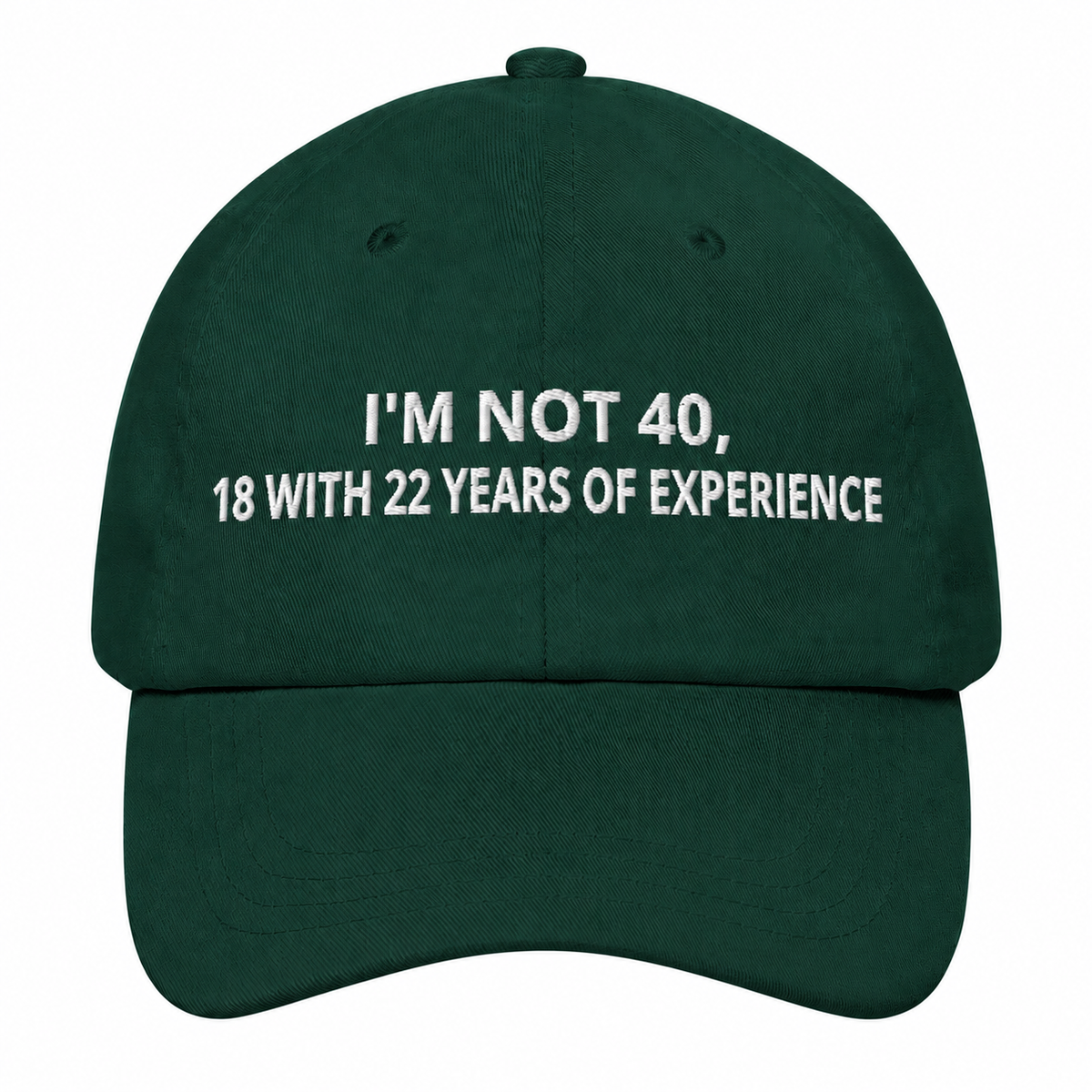 I'M NOT 40, 18 WITH 22 YEARS OF EXPERIENCE– EMBROIDERED HAT