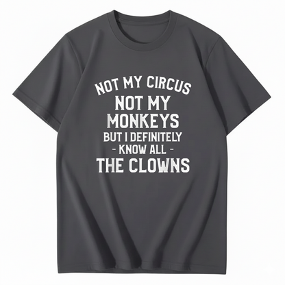 Not My Circus Not My Monkeys But I Definitely Know Nanny T-Shirt (Front Print)