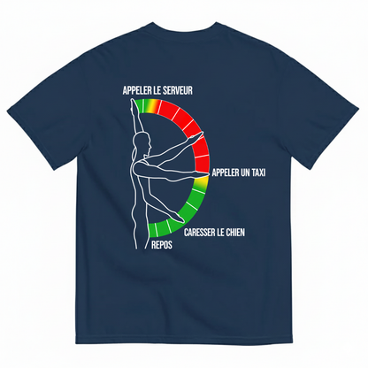 "APPELER LE SERVEUR," "APPELER UN TAXI," "CARESSER LE CHIEN," and "REPOS T-SHIRT (BACK PRINT)