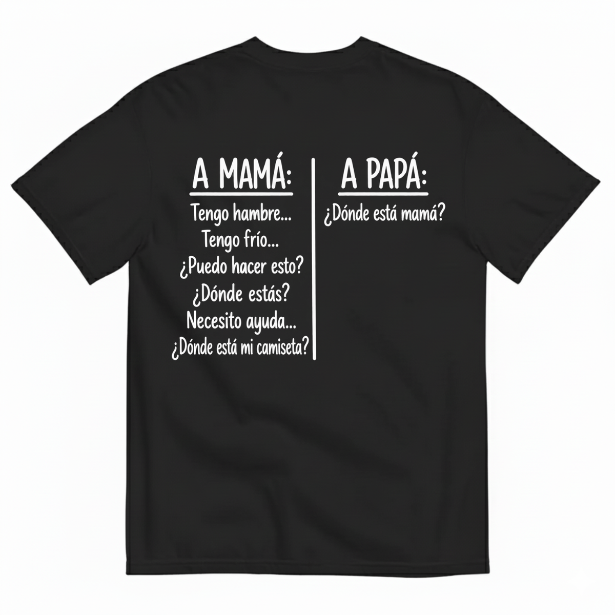 A MAMÁ A PAPÁ T-SHIRT (BACK PRINT)