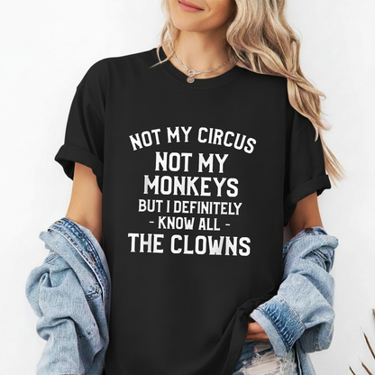 Not My Circus Not My Monkeys But I Definitely Know Nanny T-Shirt (Front Print)