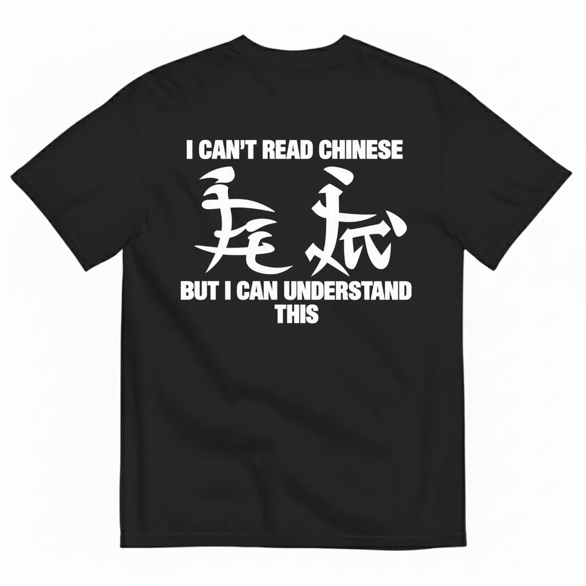 I CAN’T READ CHINESE, BUT I CAN UNDERSTAND THIS T-SHIRT (BACK PRINT)