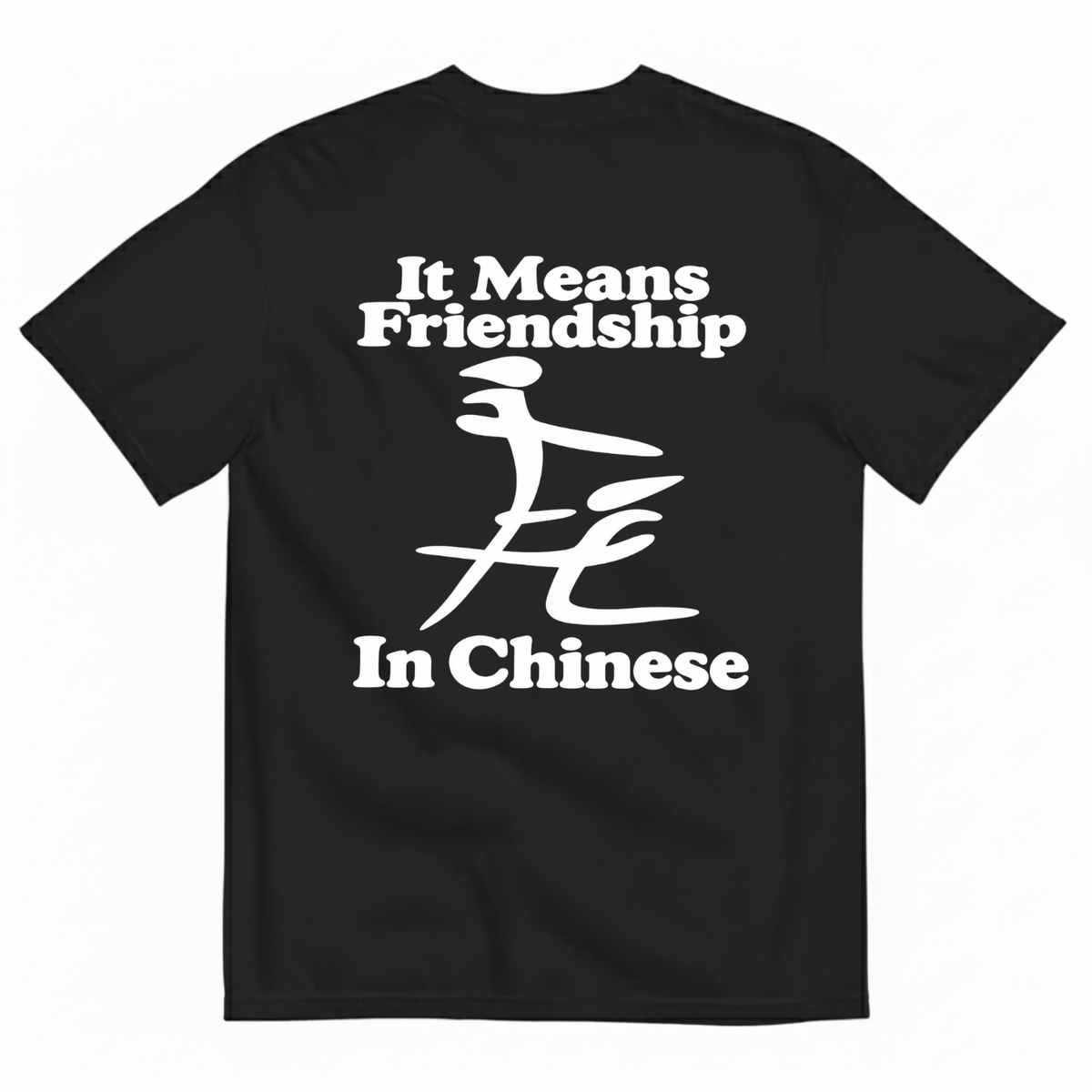 IT MEANS FRIENDSHIP IN CHINESE T-SHIRT (BACK PRINT)