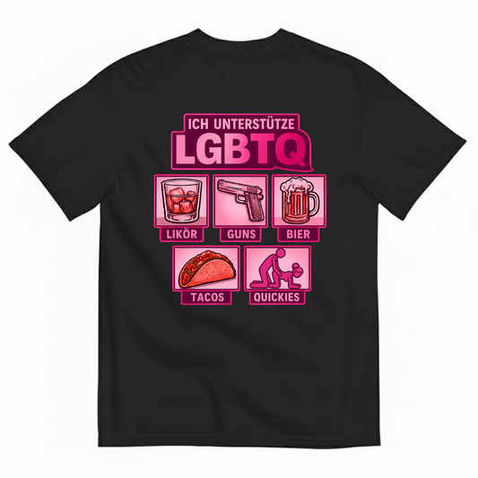 ICH UNTERSTÜTZE LGBTQ T-SHIRT (BACK PRINT)