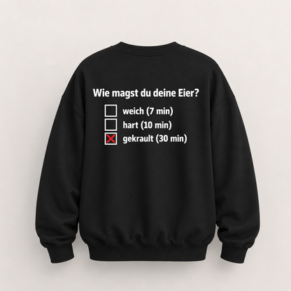 WIE MAGST DU DEINE EIER SWEATSHIRT (BACK PRINT)
