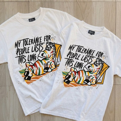 My Tolerance For People Lasts This Long T- Shirt (Front Print)