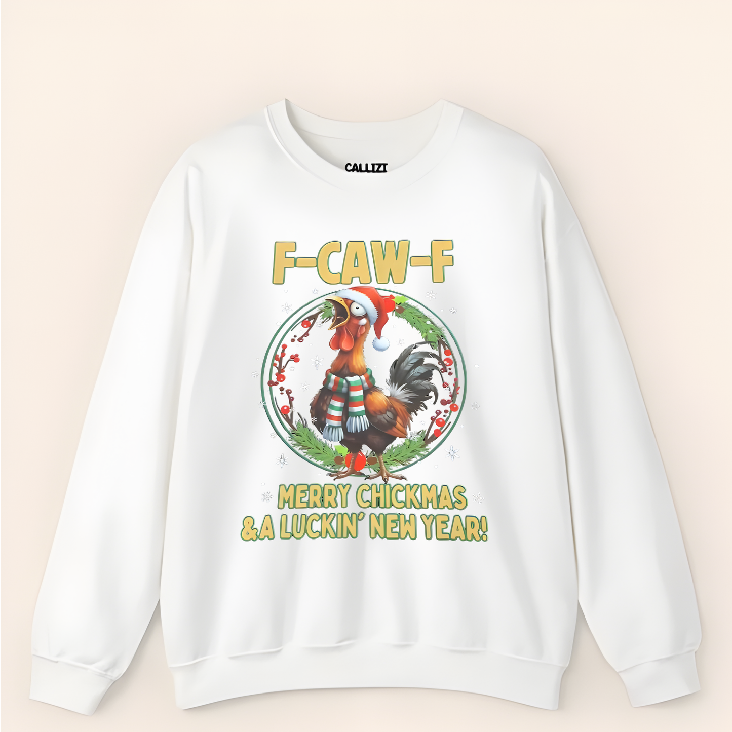 Funny F-CAW-F Rooster Christmas Swearshirt
